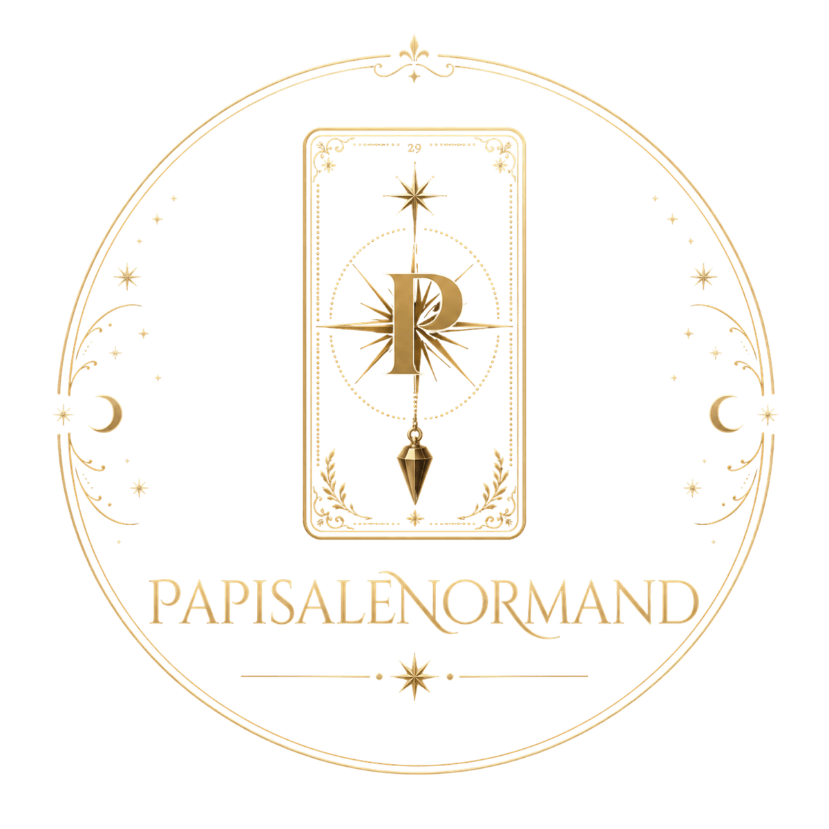 Papisalenormand — logotipo: carta de tarot con la letra P, estrella y péndulo